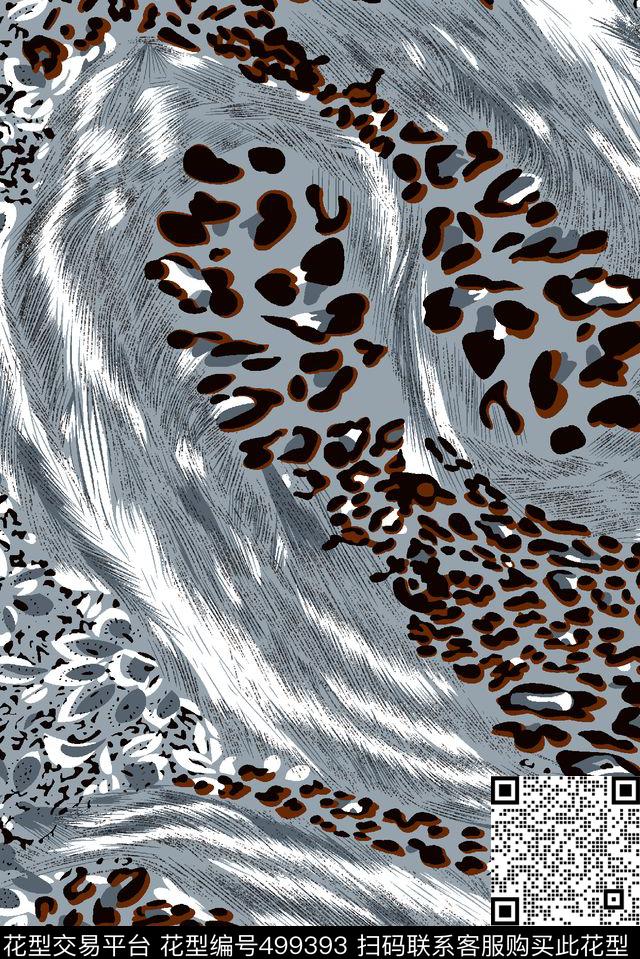 休闲风豹纹树叶衬衫上衣外套数码印花华亿平台下载（图片编号: 499393） - 瓦栏（Walan）