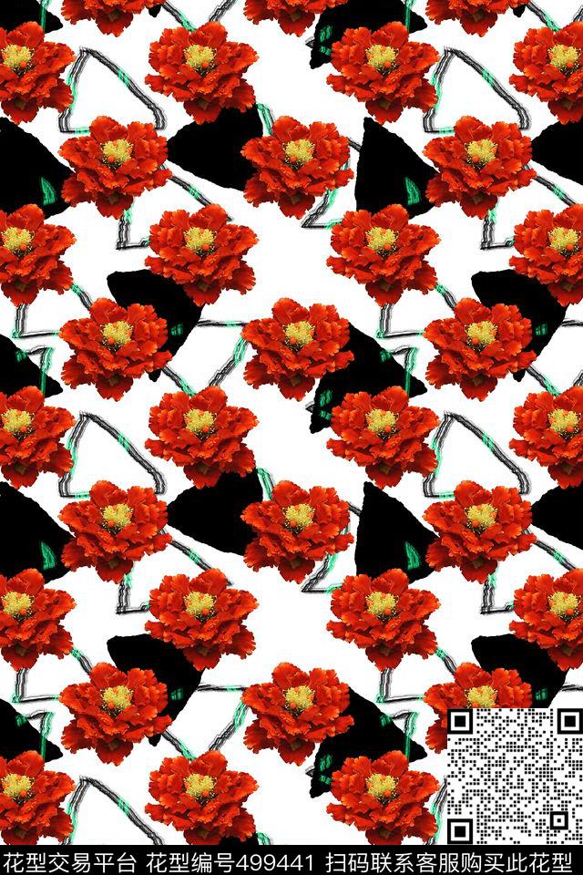 抽象小碎花花朵数码印花华亿平台下载（图片编号: 499441） - 瓦栏（Walan）