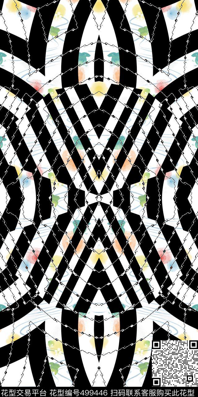 几何墨点水彩传统印花华亿平台下载（图片编号: 499446） - 瓦栏（Walan）