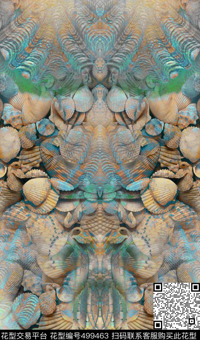 浪漫时尚海滩系列还螺纹沙滩休闲数码印花华亿平台下载（图片编号: 499463） - 瓦栏（Walan）