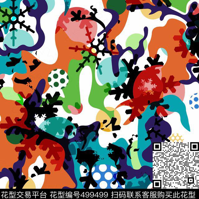 抽象艺术几何迷彩类色块拼接传统印花华亿平台下载（图片编号: 499499） - 瓦栏（Walan）