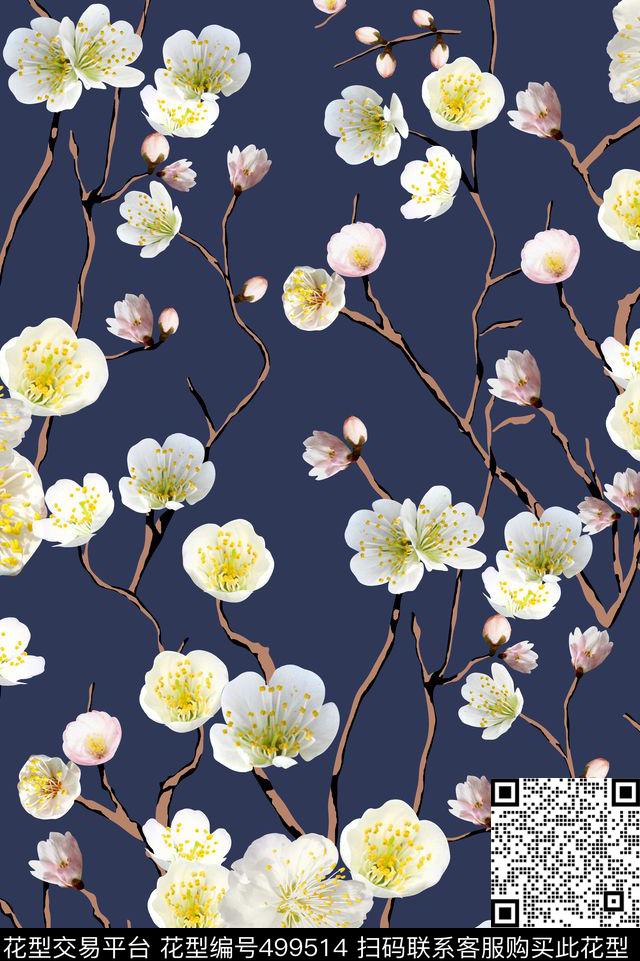 欧美风格花卉时尚数码印花华亿平台下载（图片编号: 499514） - 瓦栏（Walan）