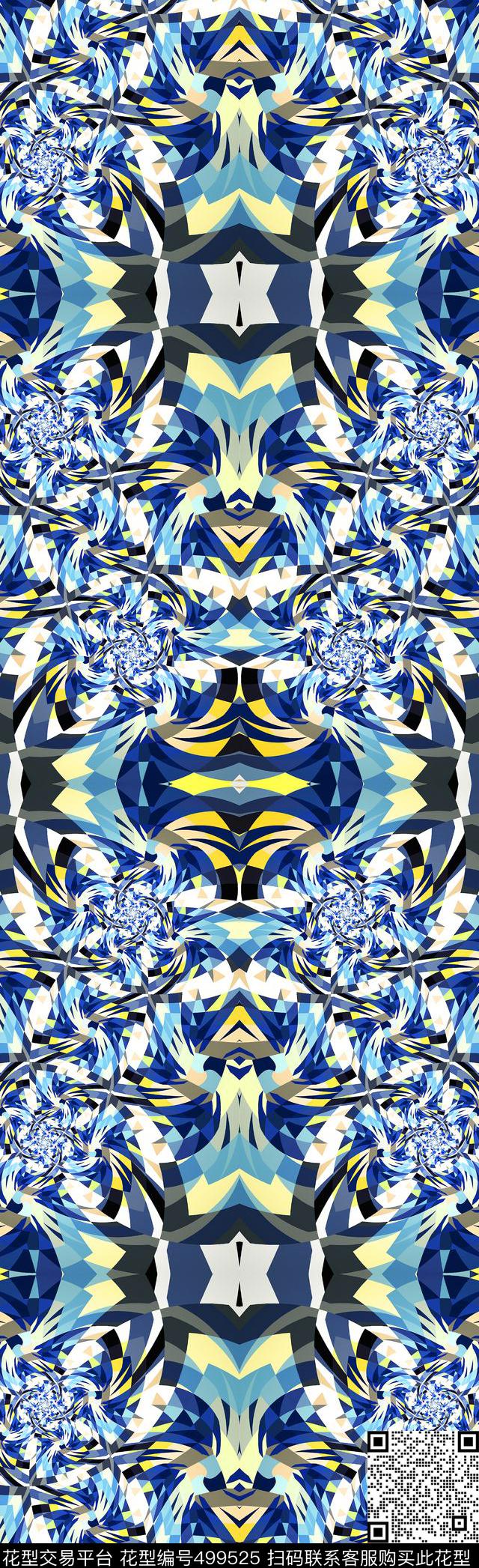 变形几何长巾服装传统印花华亿平台下载（图片编号: 499525） - 瓦栏（Walan）