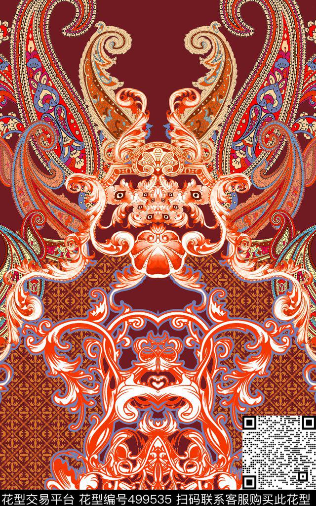 复古民族风欧式花纹传统印花华亿平台下载（图片编号: 499535） - 瓦栏（Walan）