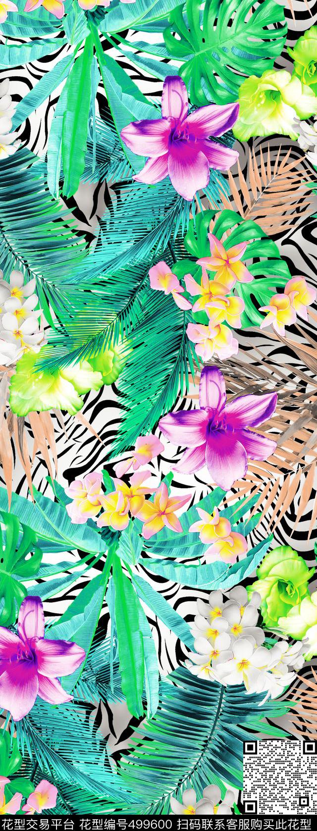 现代花卉双边定位数码印花华亿平台下载（图片编号: 499600） - 瓦栏（Walan）