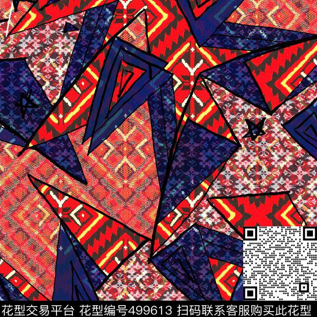 抽象几何民族风数码印花华亿平台下载（图片编号: 499613） - 瓦栏（Walan）