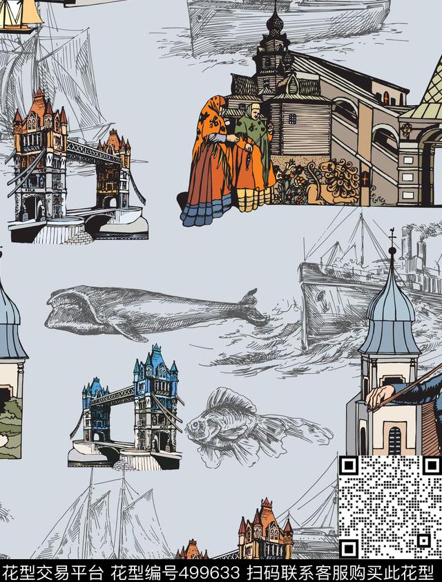 插画秋冬潮流时尚复古手稿数码印花华亿平台下载（图片编号: 499633） - 瓦栏（Walan）