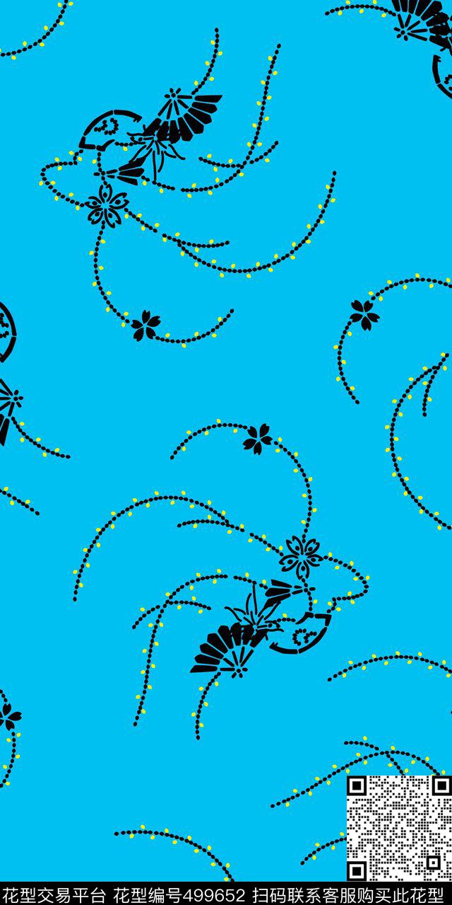 传统印花线条小花民族传统印花华亿平台下载（图片编号: 499652） - 瓦栏（Walan）