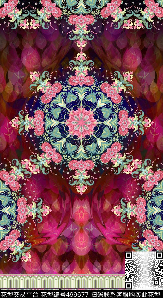 定位复古花草民族风数码印花华亿平台下载（图片编号: 499677） - 瓦栏（Walan）