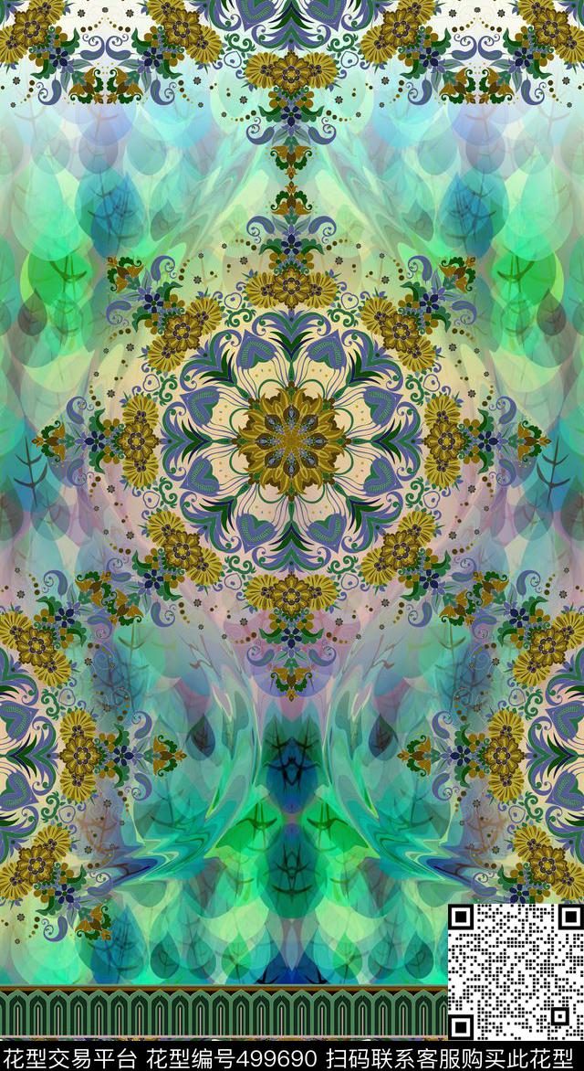 定位复古花草民族风数码印花华亿平台下载（图片编号: 499690） - 瓦栏（Walan）