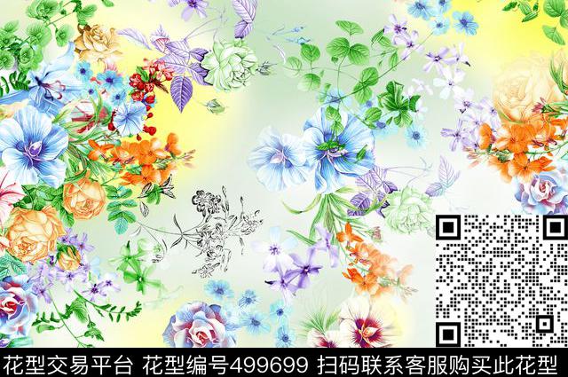 仿数码花卉数码数码印花华亿平台下载（图片编号: 499699） - 瓦栏（Walan）