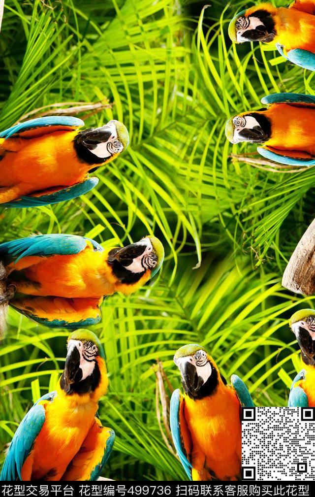 热带丛林鹦鹉民族风数码印花华亿平台下载（图片编号: 499736） - 瓦栏（Walan）