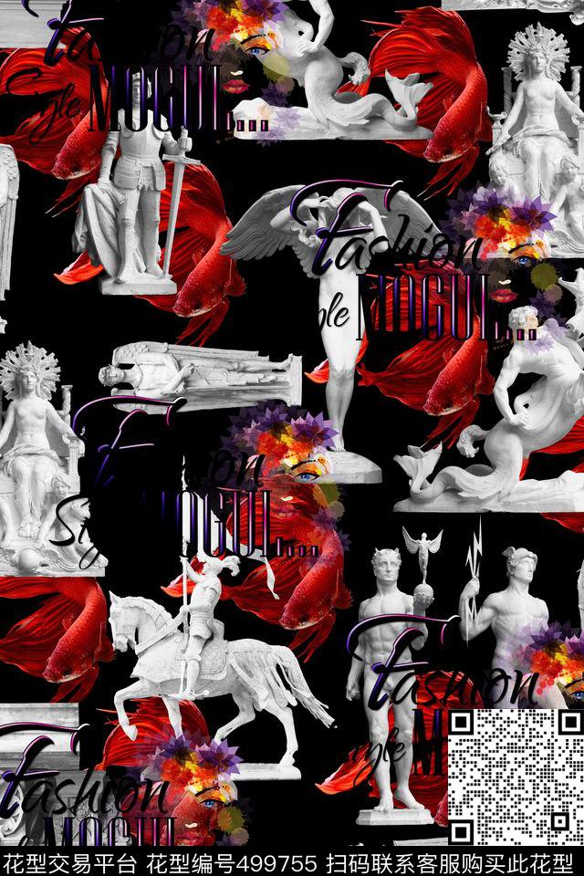 潮牌雕像石膏像数码印花华亿平台下载（图片编号: 499755） - 瓦栏（Walan）