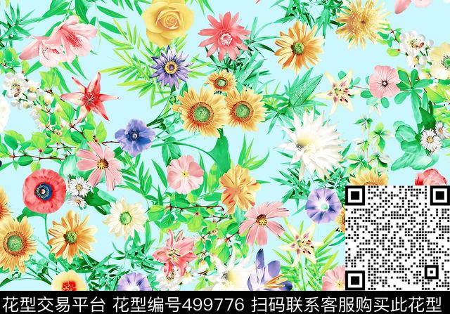 现代花卉抽象向日葵数码印花华亿平台下载（图片编号: 499776） - 瓦栏（Walan）