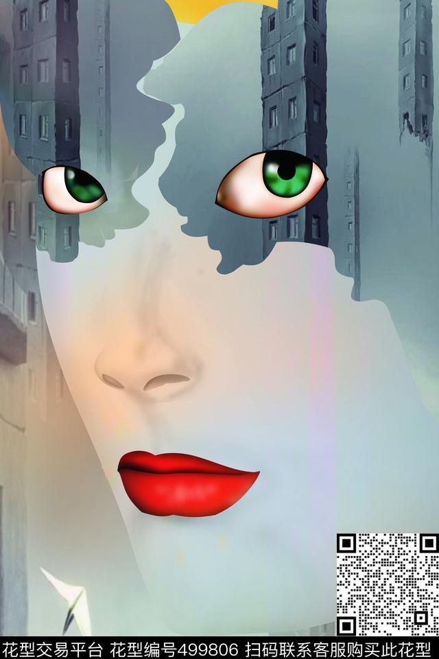 超现实主义抽象景观数码印花华亿平台下载（图片编号: 499806） - 瓦栏（Walan）