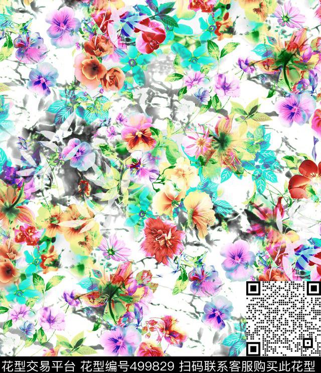 抽象乱花仿数码现代数码印花华亿平台下载（图片编号: 499829） - 瓦栏（Walan）