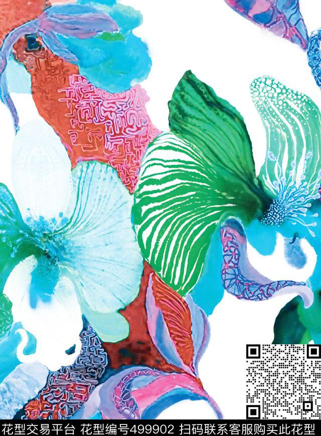 原创植物优雅数码印花华亿平台下载（图片编号: 499902） - 瓦栏（Walan）