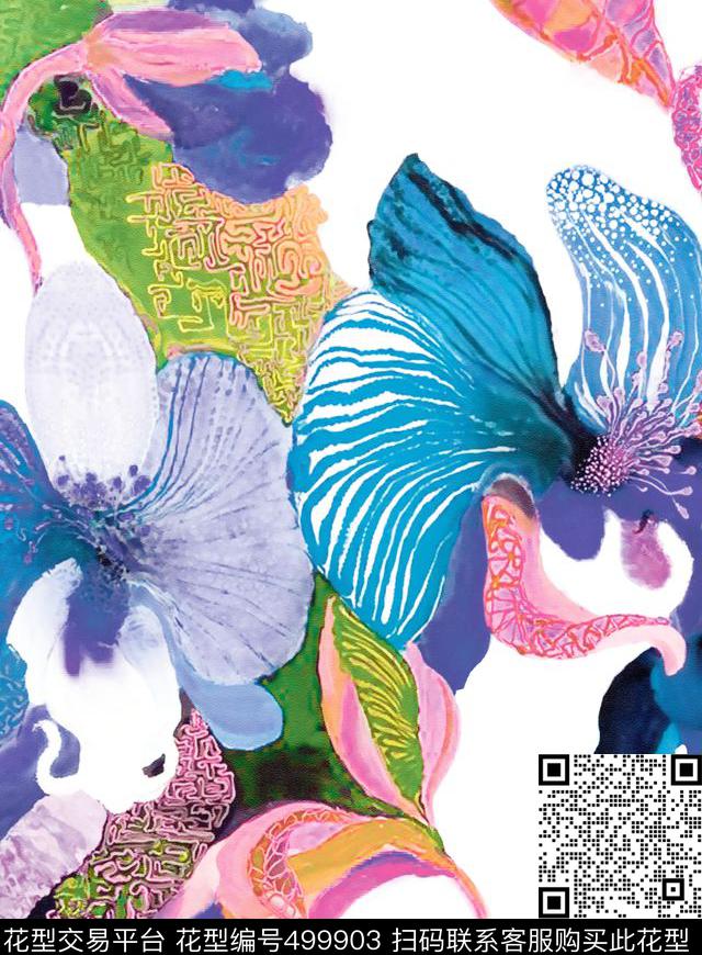 原创植物优雅数码印花华亿平台下载（图片编号: 499903） - 瓦栏（Walan）