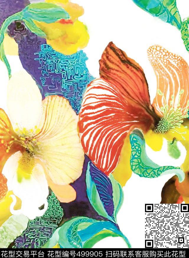 原创植物优雅数码印花华亿平台下载（图片编号: 499905） - 瓦栏（Walan）