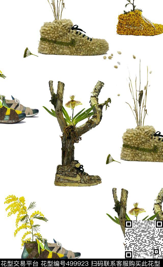 创意鞋子花卉数码印花华亿平台下载（图片编号: 499923） - 瓦栏（Walan）