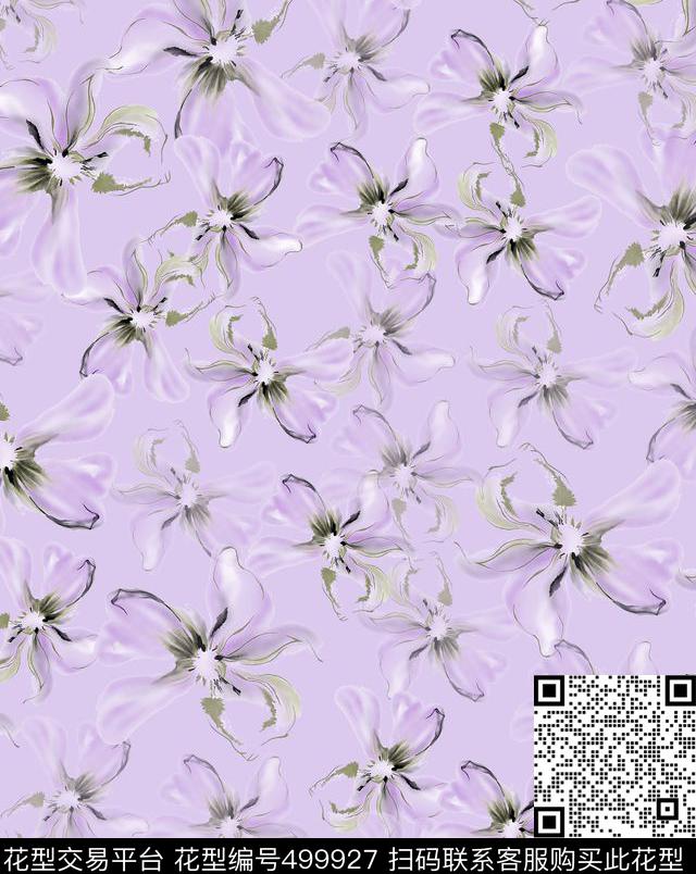 水彩花卉抽象数码印花华亿平台下载（图片编号: 499927） - 瓦栏（Walan）