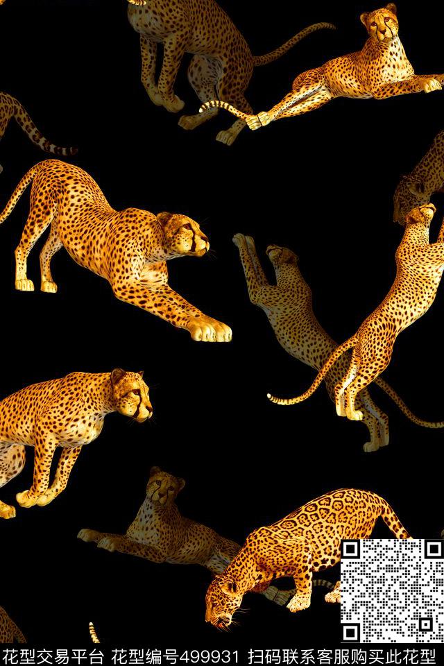 动物豹子数码印花华亿平台下载（图片编号: 499931） - 瓦栏（Walan）