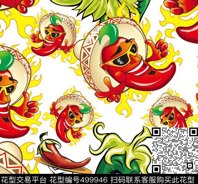 卡通辣椒辣椒帅哥辣椒靓妹数码印花华亿平台下载（图片编号: 499946） - 瓦栏（Walan）