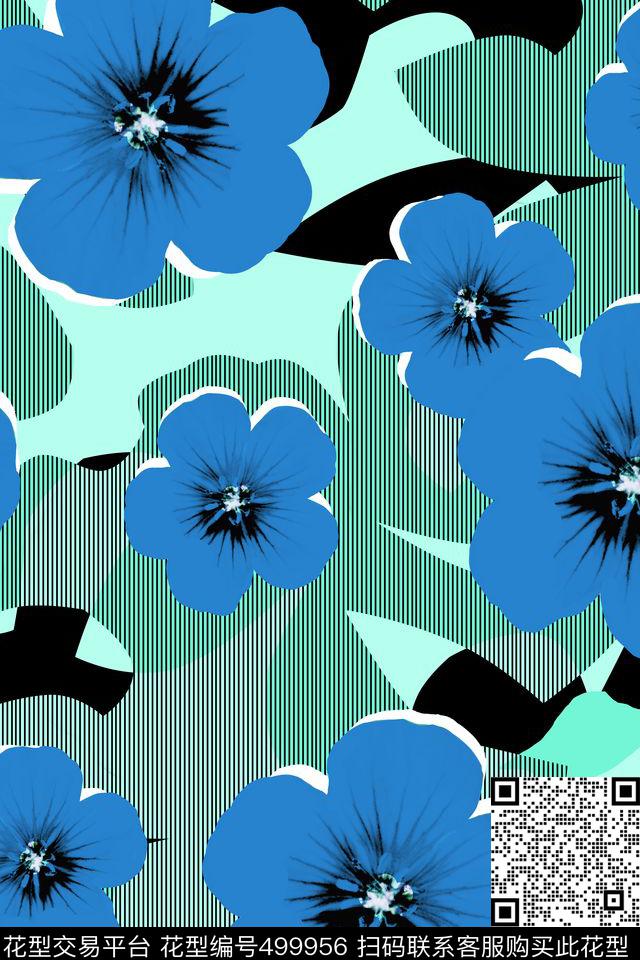 抽象花卉流行时尚传统印花华亿平台下载（图片编号: 499956） - 瓦栏（Walan）