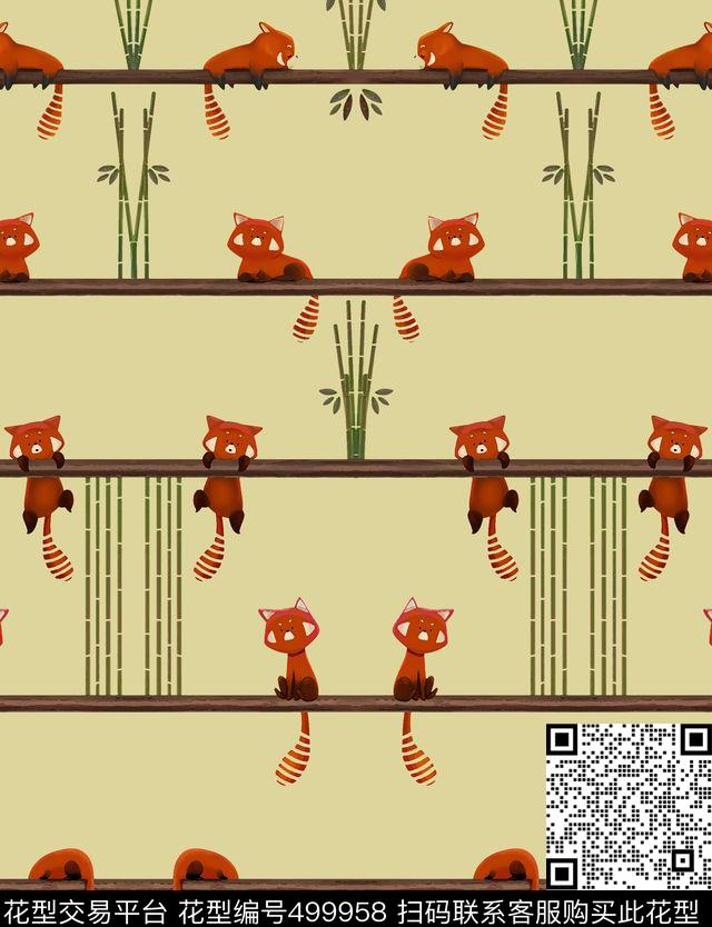 卡通条纹竹子数码印花华亿平台下载（图片编号: 499958） - 瓦栏（Walan）