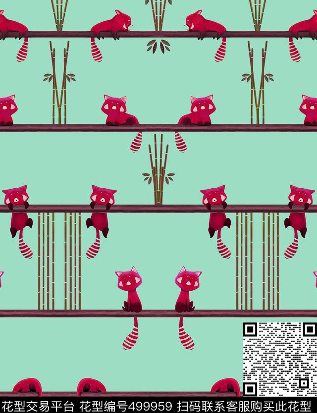 卡通条纹竹子数码印花华亿平台下载（图片编号: 499959） - 瓦栏（Walan）