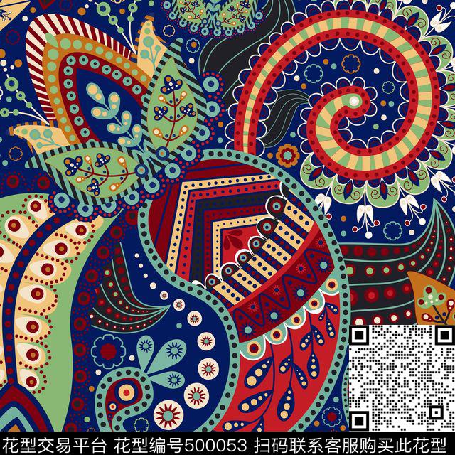 欧式欧式、宫廷、佩斯利欧式华亿平台传统印花华亿平台下载（图片编号: 500053） - 瓦栏（Walan）