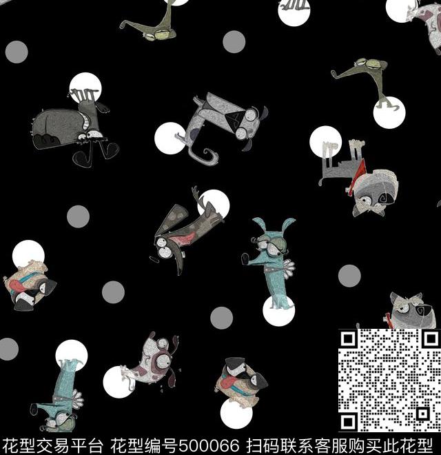 波点动物狗数码印花华亿平台下载（图片编号: 500066） - 瓦栏（Walan）