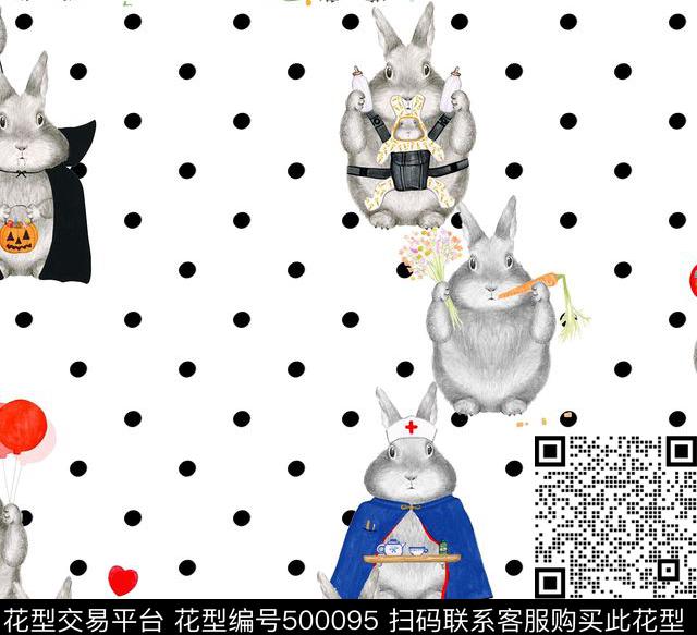 波点动物卡通数码印花华亿平台下载（图片编号: 500095） - 瓦栏（Walan）