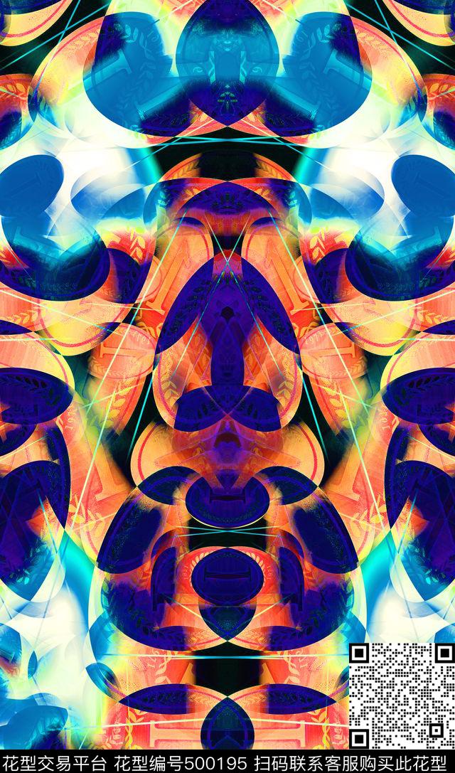 抽象风色块男女混搭简约风民族气息数码印花华亿平台下载（图片编号: 500195） - 瓦栏（Walan）