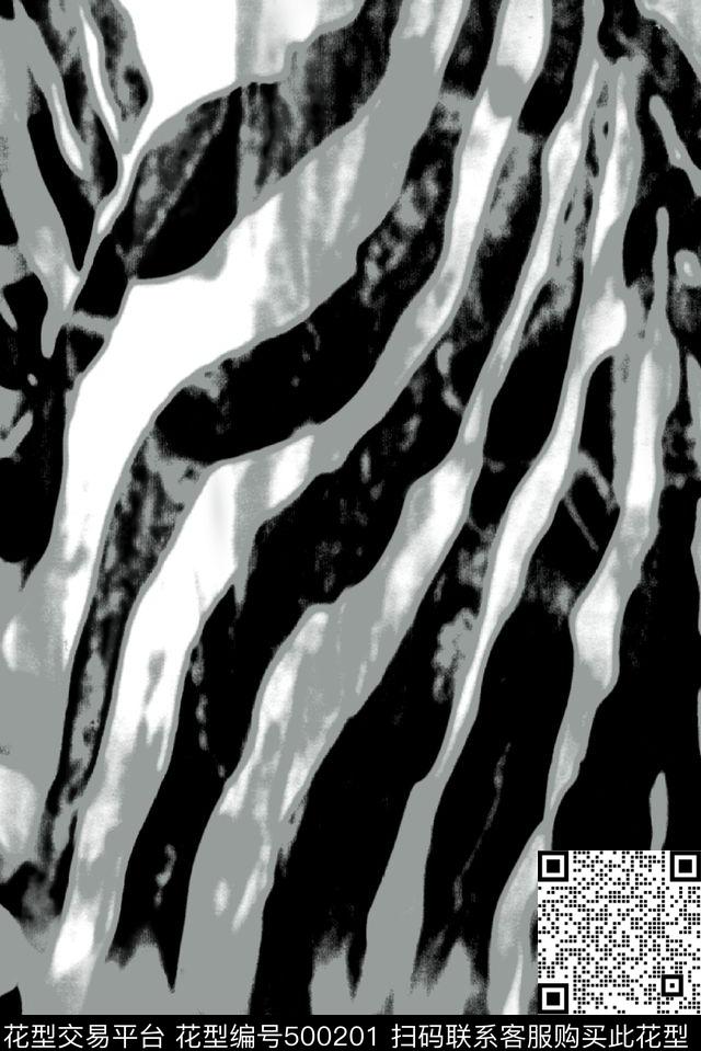 斑马纹黑白休闲风传统印花华亿平台下载（图片编号: 500201） - 瓦栏（Walan）