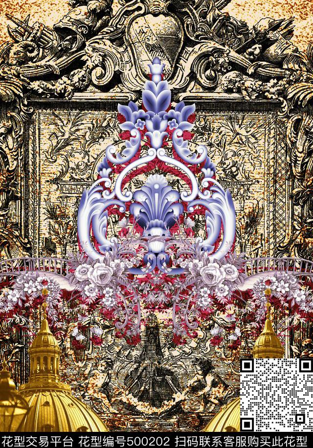 欧式宫廷建筑数码印花华亿平台下载（图片编号: 500202） - 瓦栏（Walan）