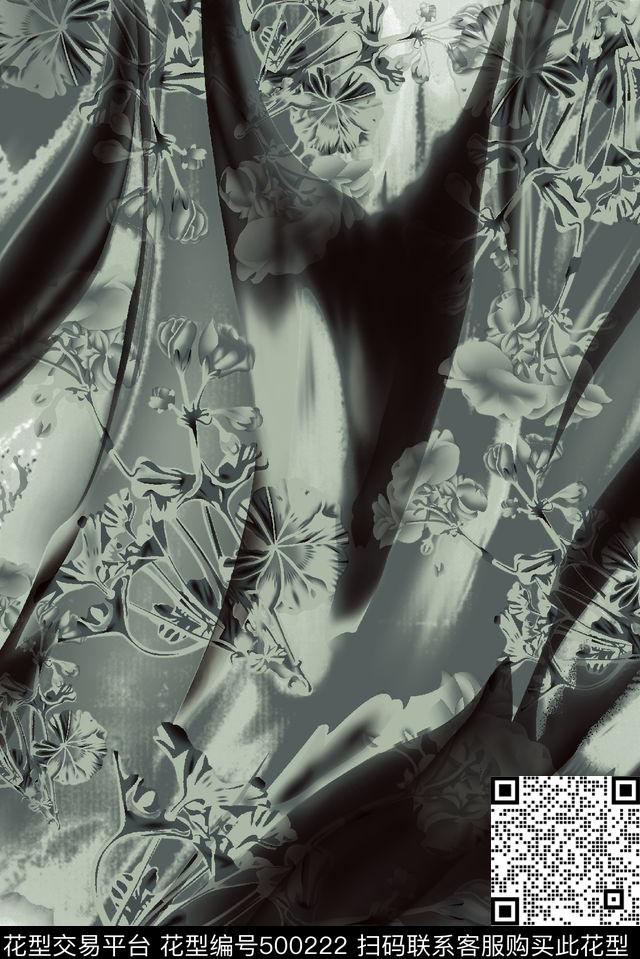 低调花卉植物休闲风数码印花华亿平台下载（图片编号: 500222） - 瓦栏（Walan）