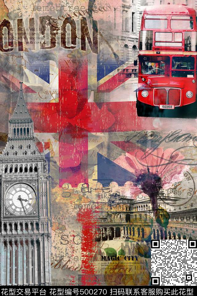英伦复古建筑车花卉女书衬衫男士T恤数码印花华亿平台下载（图片编号: 500270） - 瓦栏（Walan）