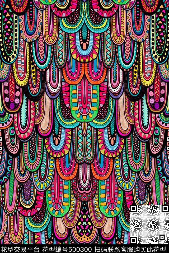 几何民族时尚传统印花华亿平台下载（图片编号: 500300） - 瓦栏（Walan）