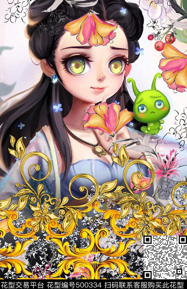 时尚金属花纹花千骨数码印花华亿平台下载（图片编号: 500334） - 瓦栏（Walan）
