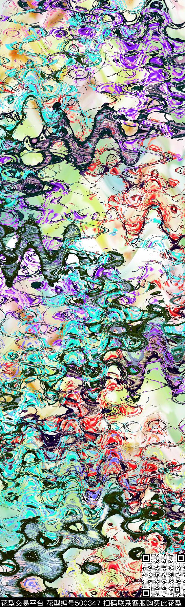 抽象条纹肌理数码印花华亿平台下载（图片编号: 500347） - 瓦栏（Walan）