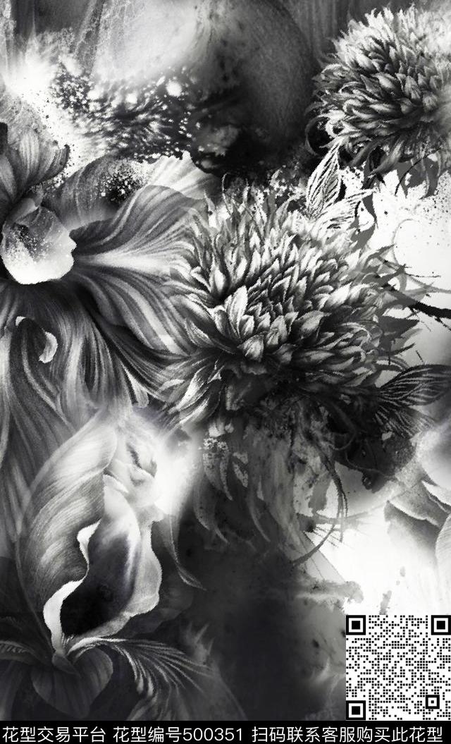 MAX-中国风流行时尚手绘水彩花卉数码印花华亿平台下载（图片编号: 500351） - 瓦栏（Walan）