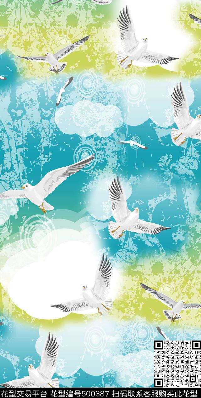景色景观白鸽飞翔和平鸽翱翔数码印花华亿平台下载（图片编号: 500387） - 瓦栏（Walan）