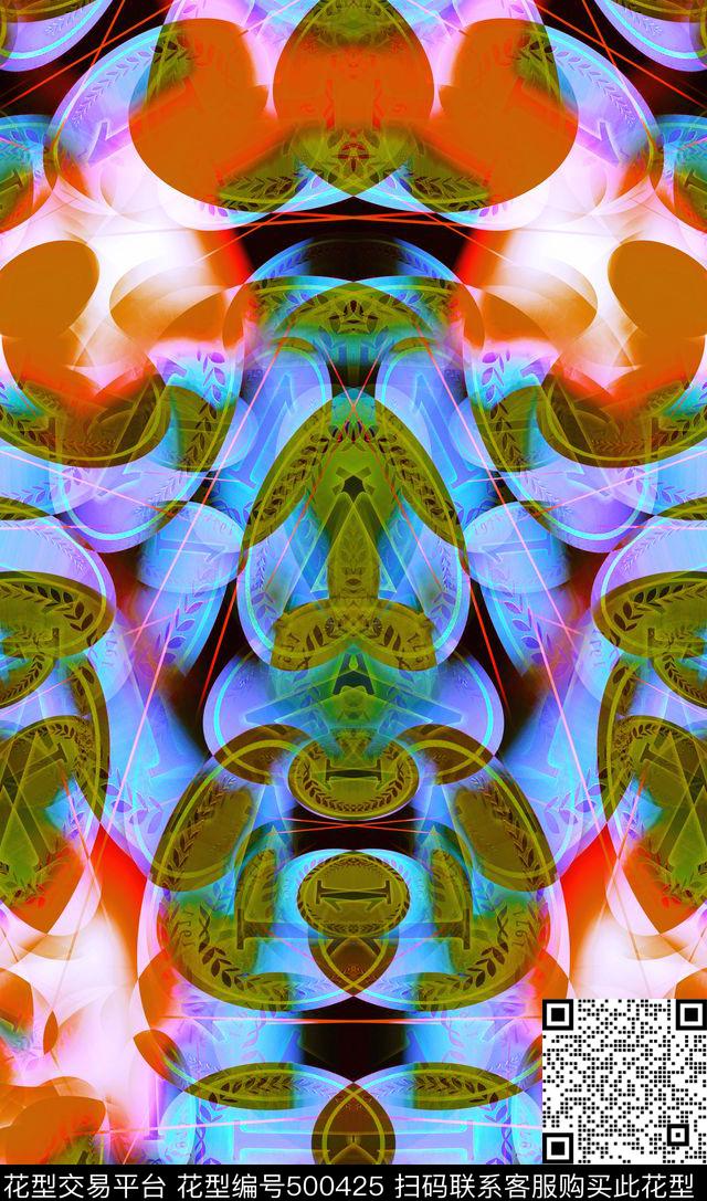 抽象画时尚抽象五颜六色肌理数码印花华亿平台下载（图片编号: 500425） - 瓦栏（Walan）