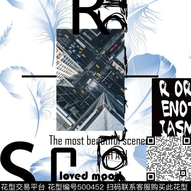 潮流时尚手绘羽毛数码印花华亿平台下载（图片编号: 500452） - 瓦栏（Walan）