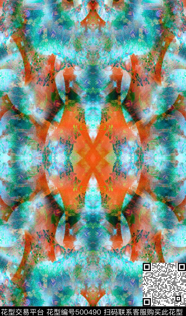 抽象百合混的建筑宫廷风民族风数码印花华亿平台下载（图片编号: 500490） - 瓦栏（Walan）