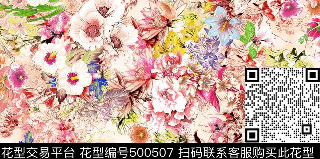现代花卉时装数码印花华亿平台下载（图片编号: 500507） - 瓦栏（Walan）