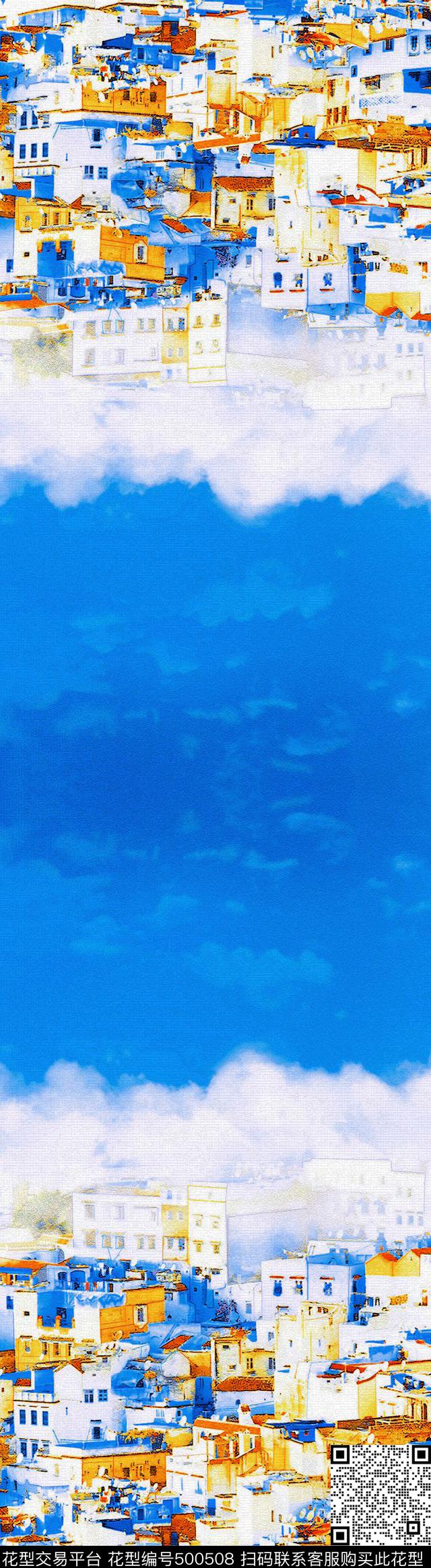 房子模糊现代数码印花华亿平台下载（图片编号: 500508） - 瓦栏（Walan）