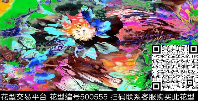传统几何抽象花卉时装数码印花华亿平台下载（图片编号: 500555） - 瓦栏（Walan）