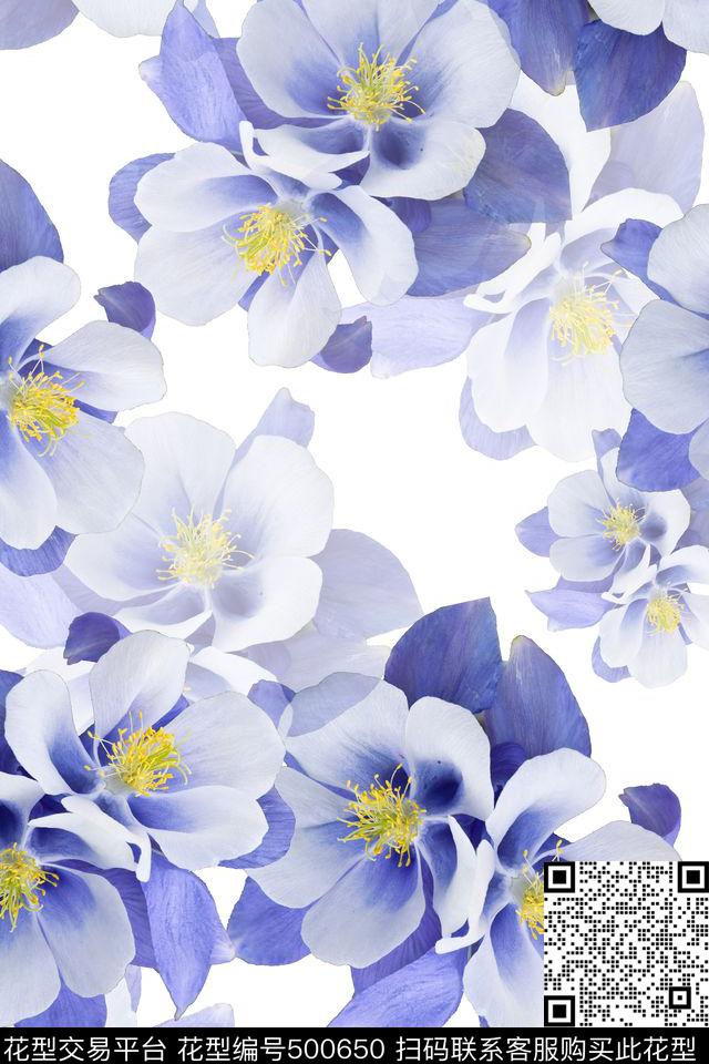 流行时尚蝴蝶花花卉数码印花华亿平台下载（图片编号: 500650） - 瓦栏（Walan）